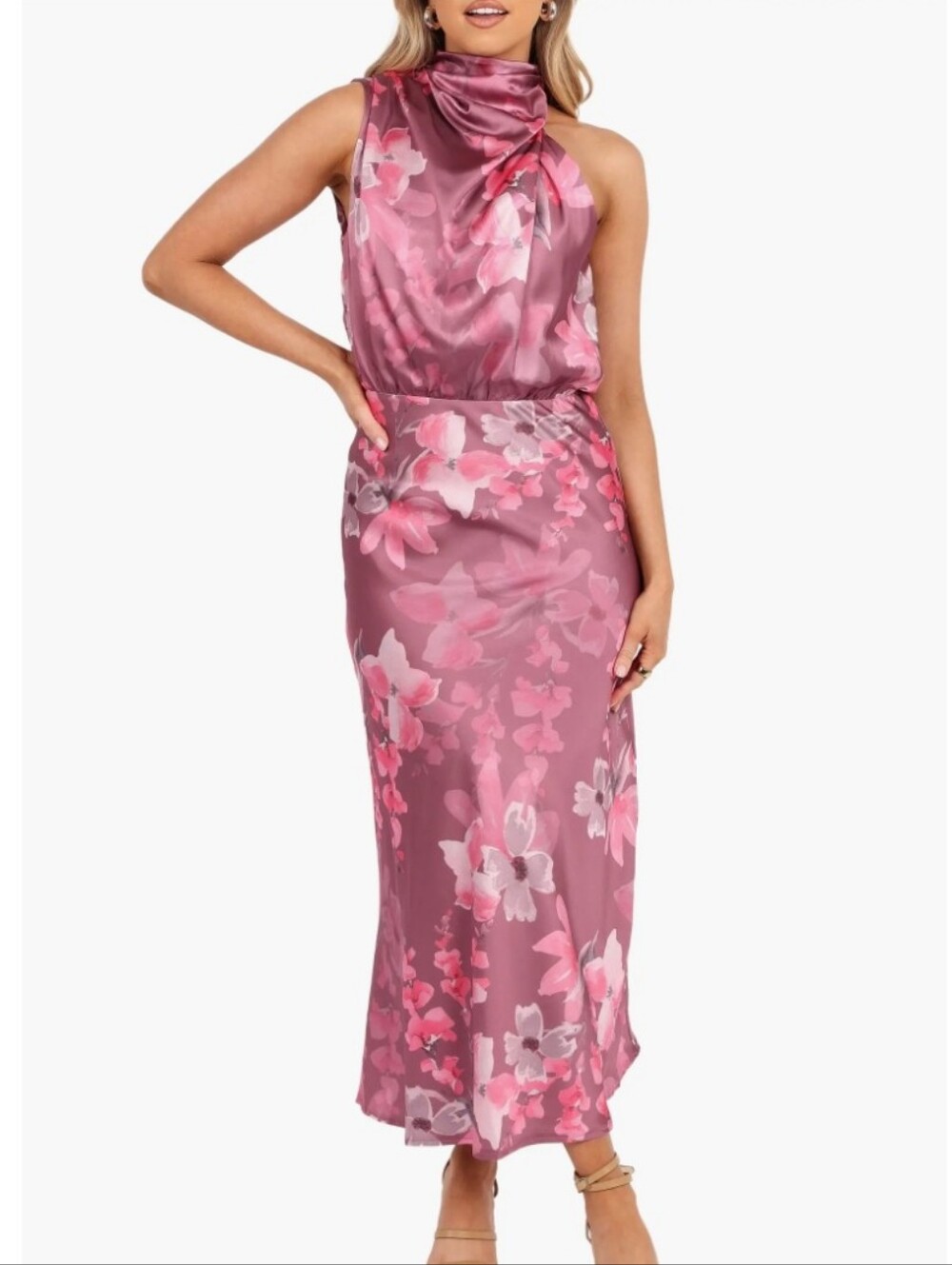 Petal & Pup Anabelle Floral Satin Midi Dress